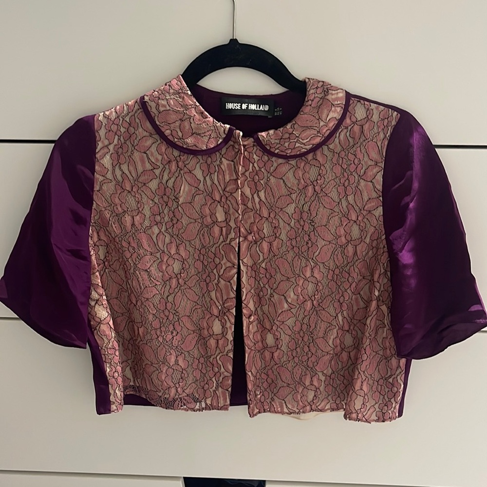 House of Holland Purple and Pink Silk Top
